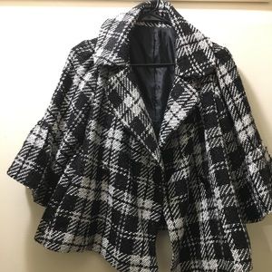 Black and white short coat